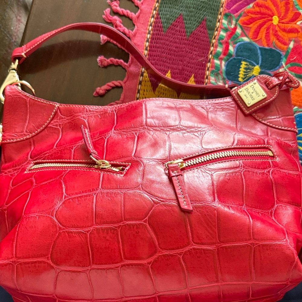 Dooney & Bourke Red Crocodile-Embossed Shoulder Bag